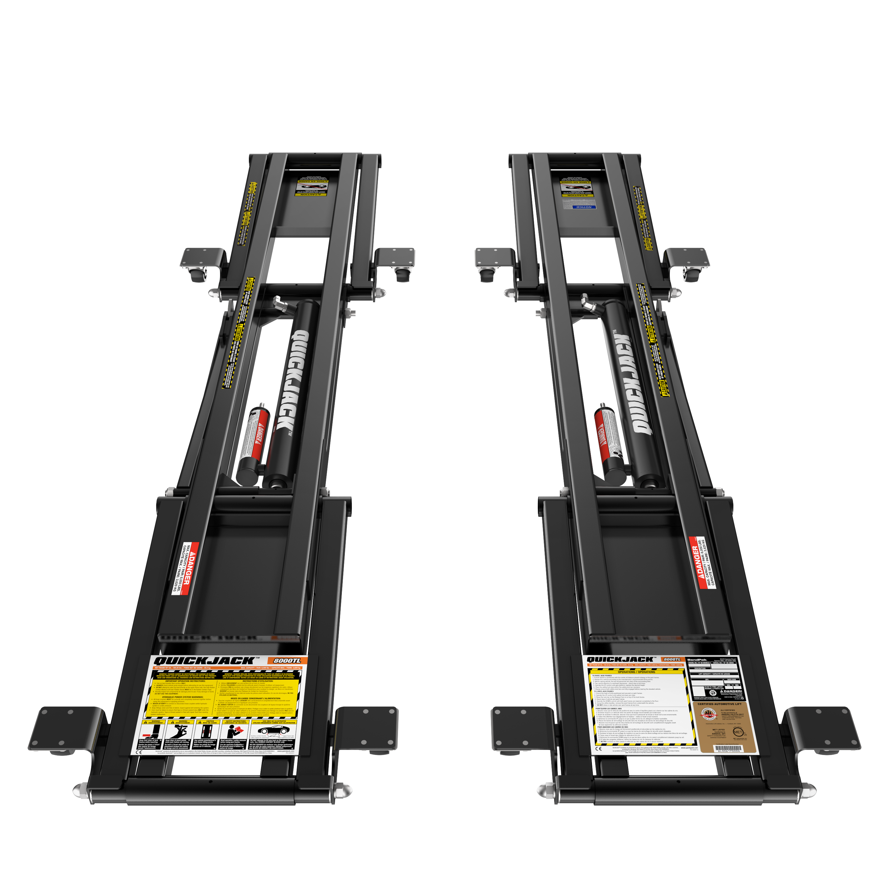 QuickJack 8000TL portable car lift with caster kit installed