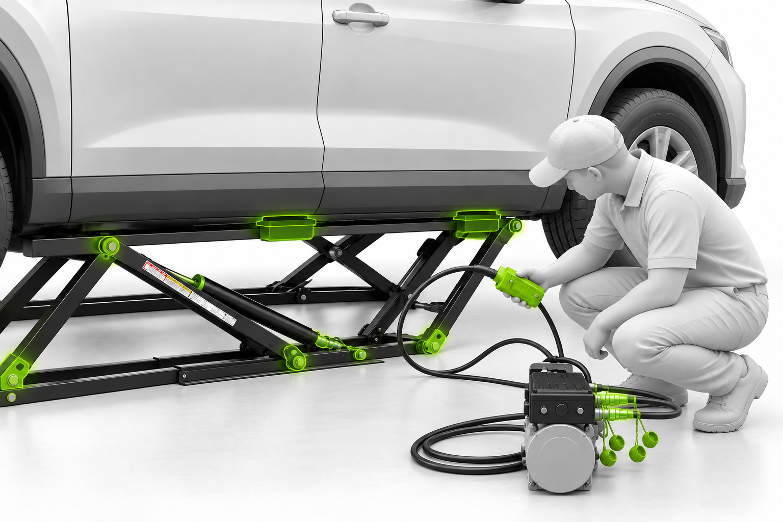 QuickJack components highlighted for inspection